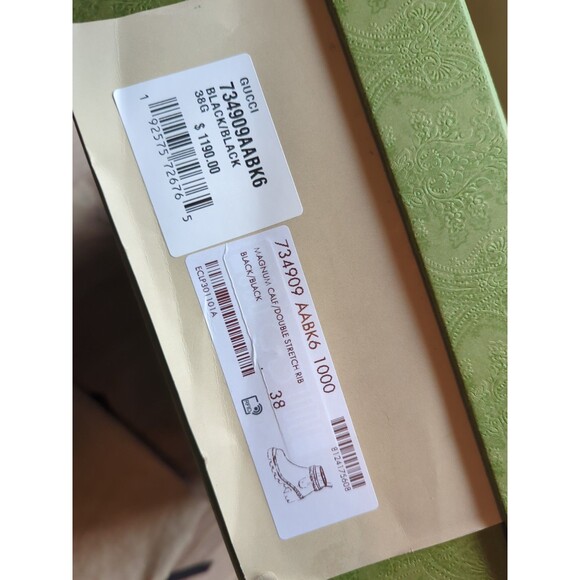 Gucci Trip Signature Logo Leather Chelsea Combat Ankle Heeled Boots Womens 38 - Picture 5 of 16